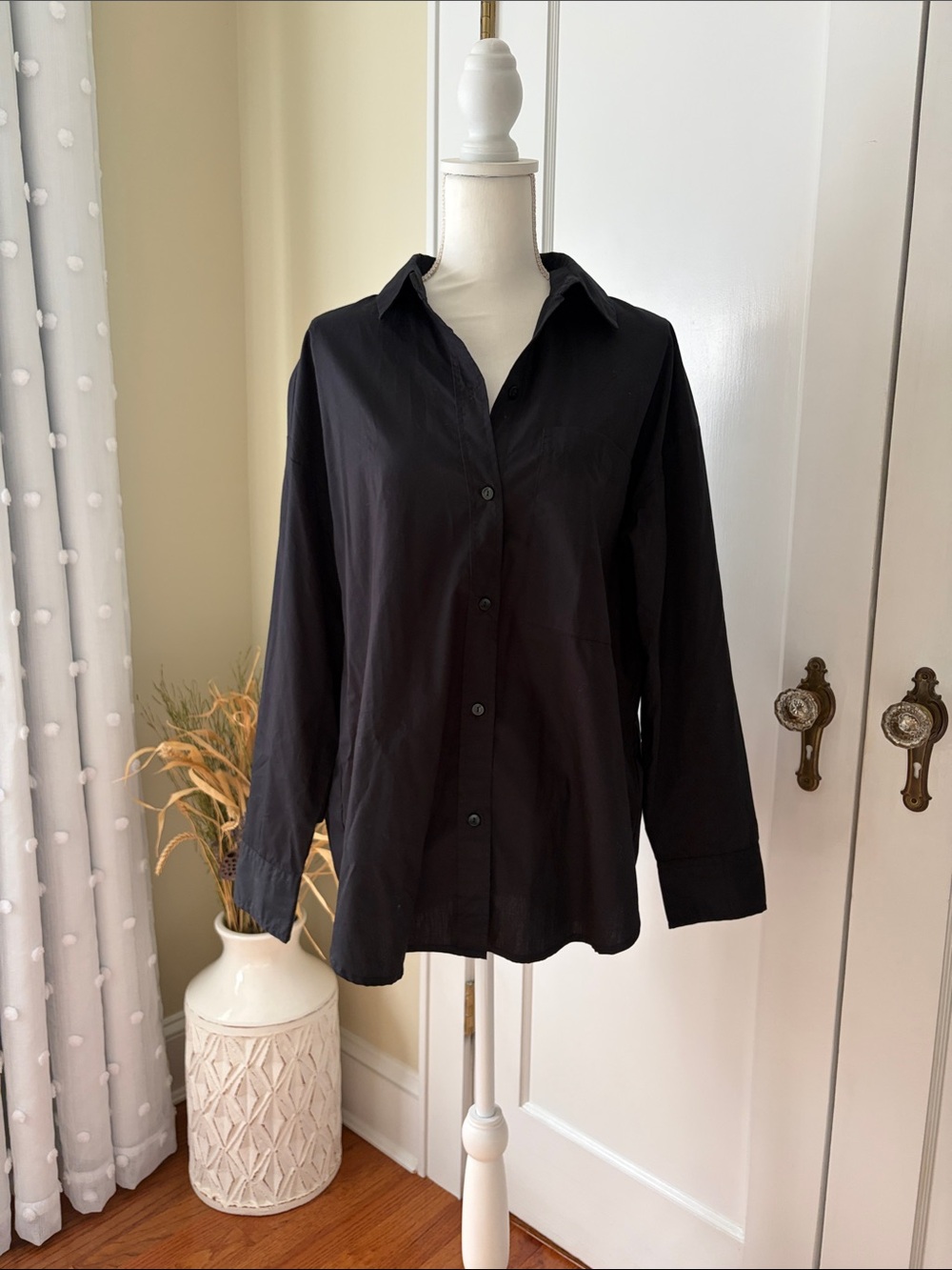 Abercrombie & Fitch Oversized Black Button-Down Shirt